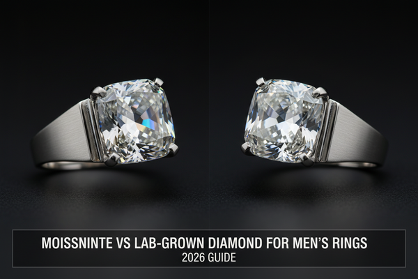 Moissanite vs Lab-Grown Diamond for Mens Rings (2026 Guide)