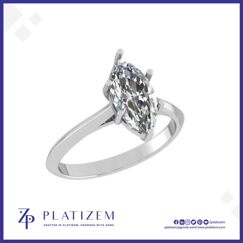 Marquise Diamond Solitaire Ring with Tapered Band for Women