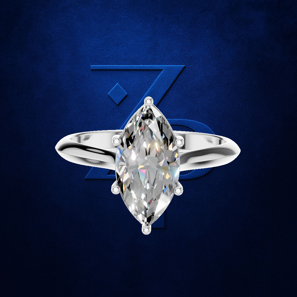 Marquise Diamond Solitaire Ring with Tapered Band for Women
