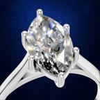 Marquise Diamond Solitaire Ring with Tapered Band for Women