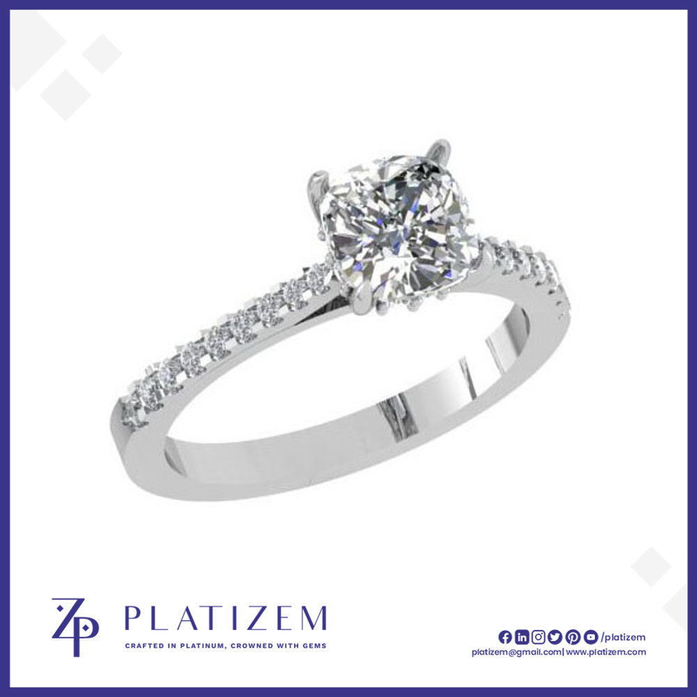 2 Carat Cushion Diamond Pave Engagement Ring for Women
