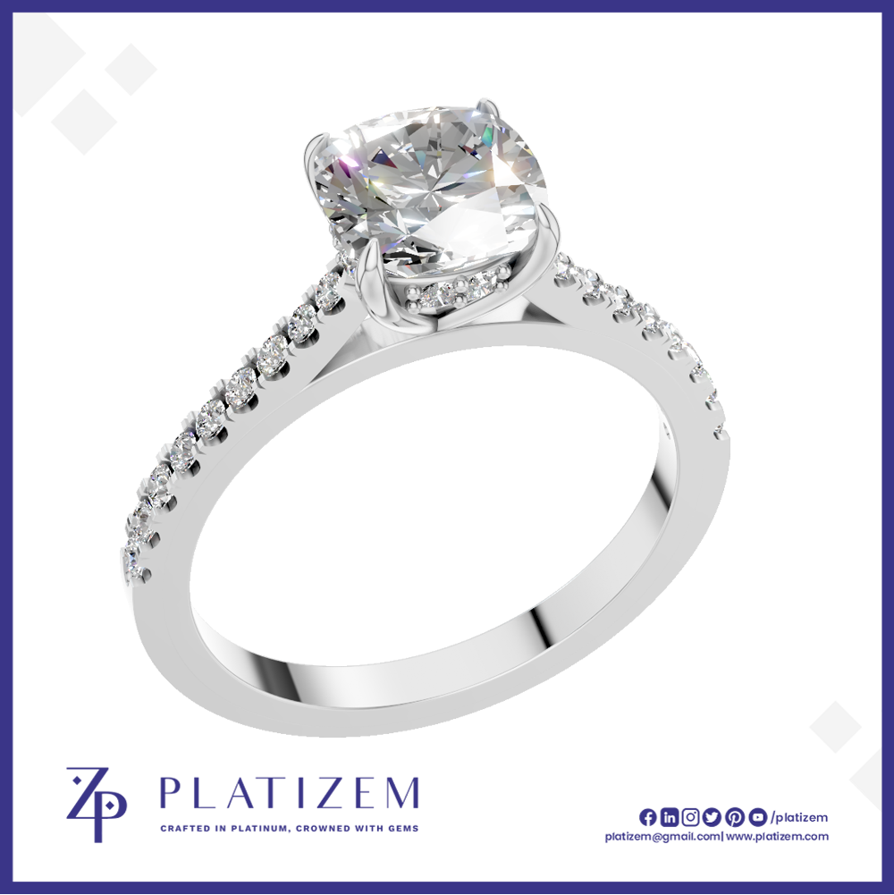 2 Carat Cushion Diamond Pave Engagement Ring for Women