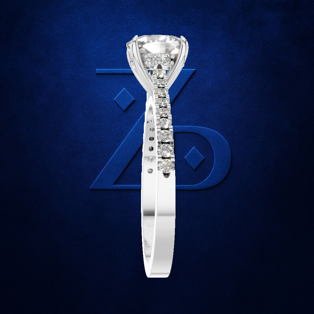 2 Carat Cushion Diamond Pave Engagement Ring for Women