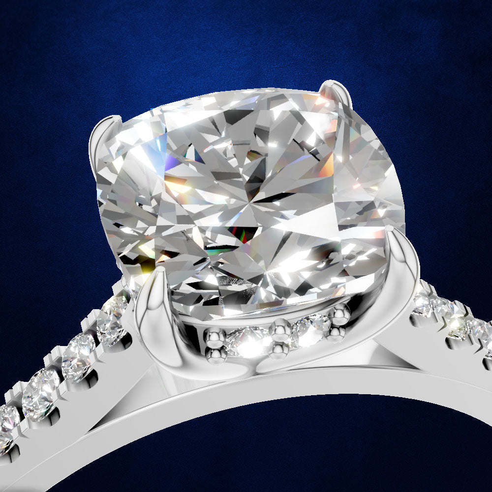 2 Carat Cushion Diamond Pave Engagement Ring for Women