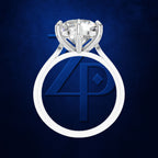 Round Cut Diamond Solitaire Ring Held by a Six Prong Cathedral Setting