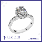 Oval Halo Twisted Shank Engagement Ring for Women