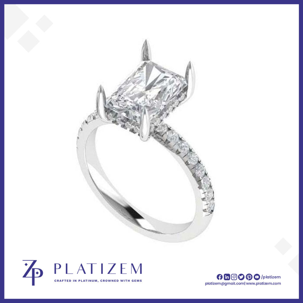 3 Carat Radiant Cut Diamond Hidden Halo Engagement Ring for Women
