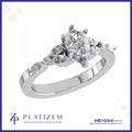 Round Diamond Ring with Marquise Cluster Shoulders for Women