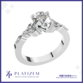 Round Diamond Ring with Marquise Cluster Shoulders for Women