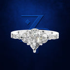 Round Diamond Ring with Marquise Cluster Shoulders for Women