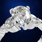 Round Diamond Ring with Marquise Cluster Shoulders for Women