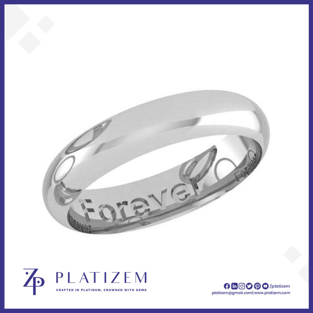 Classic Domed Wedding Band with Forever Engraving for Women