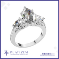 Marquise Diamond Three Stone Ring with Filigree for Women