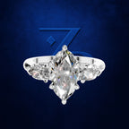 Marquise Diamond Three Stone Ring with Filigree for Women