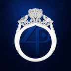 Marquise Diamond Three Stone Ring with Filigree for Women