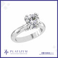 Round Solitaire Diamond Ring with Hidden Halo for Women