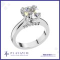 Round Solitaire Diamond Ring with Hidden Halo for Women