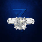 Round Solitaire Diamond Ring with Hidden Halo for Women