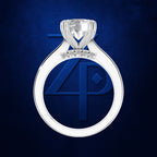 Round Solitaire Diamond Ring with Hidden Halo for Women