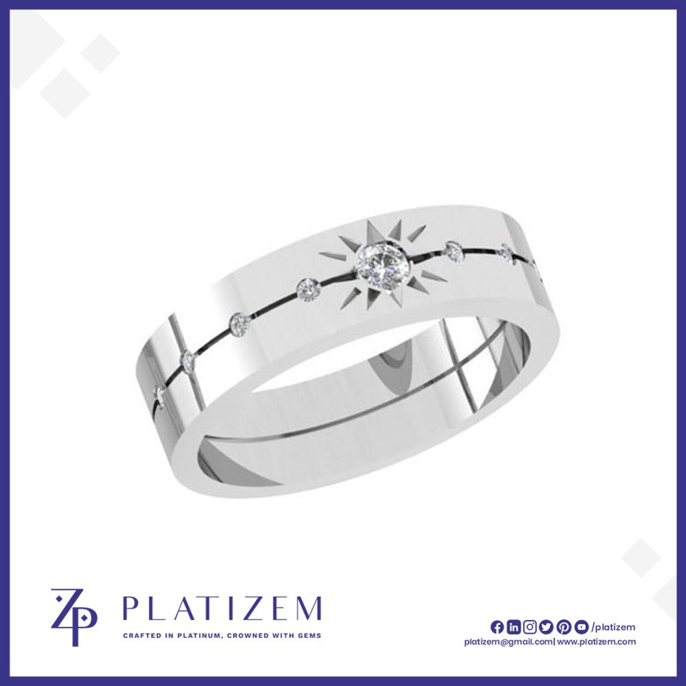 Platinum Star Diamond Band with Bezel Set Round Stones