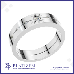 Platinum Star Diamond Band with Bezel Set Round Stones