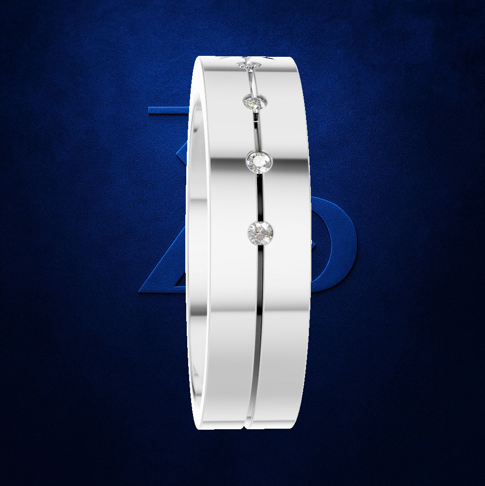 Platinum Star Diamond Band with Bezel Set Round Stones