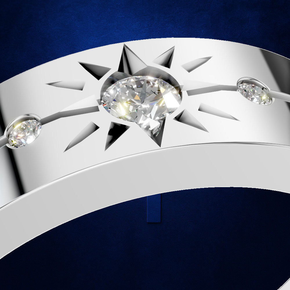 Platinum Star Diamond Band with Bezel Set Round Stones