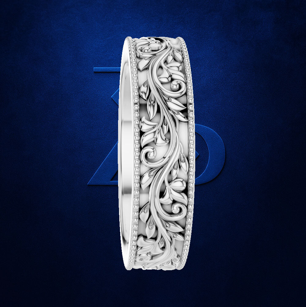 Vintage Filigree Vine Wedding Band for Women