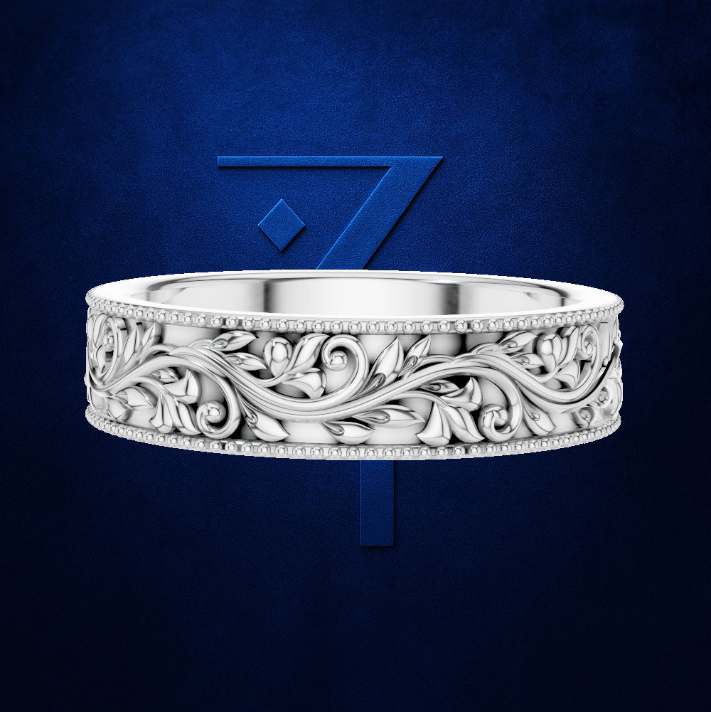 Vintage Filigree Vine Wedding Band for Women