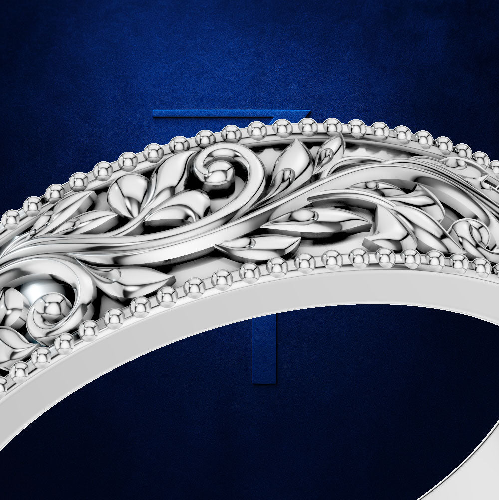Vintage Filigree Vine Wedding Band for Women