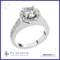 1 Carat Lab Grown Diamond Halo Engagement Ring for Women