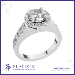 1 Carat Lab Grown Diamond Halo Engagement Ring for Women