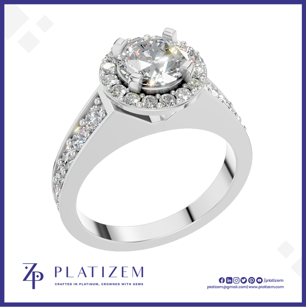1 Carat Lab Grown Diamond Halo Engagement Ring for Women