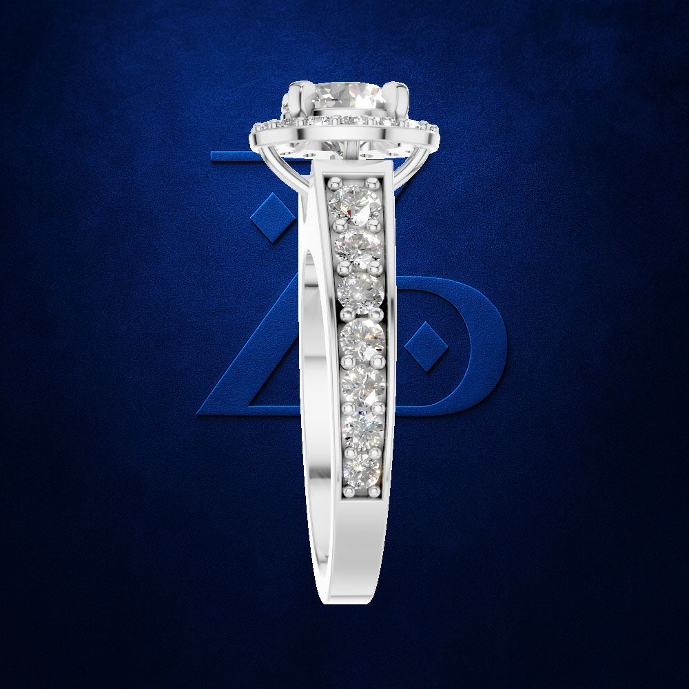 1 Carat Lab Grown Diamond Halo Engagement Ring for Women