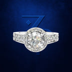 1 Carat Lab Grown Diamond Halo Engagement Ring for Women