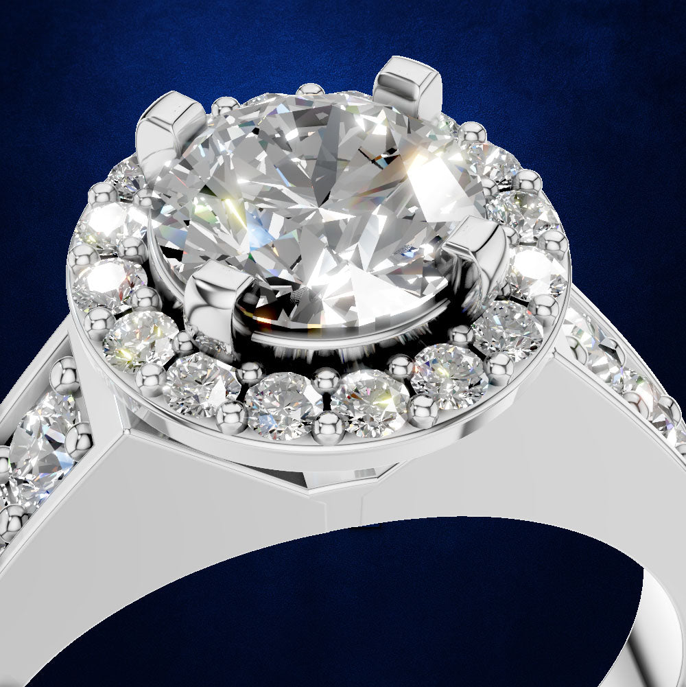 1 Carat Lab Grown Diamond Halo Engagement Ring for Women