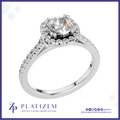 Round Cut Diamond Halo Ring with a Sparkling Pave Diamond Shank
