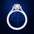 Round Cut Diamond Halo Ring with a Sparkling Pave Diamond Shank