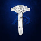 Oval Cut Diamond Halo Ring Encircled by Sparkling Round Accent Stones