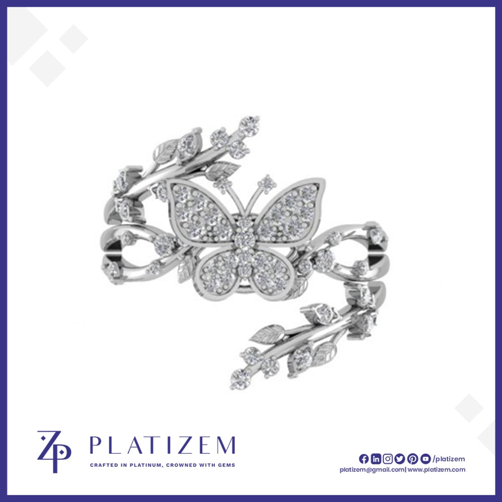 Butterfly and Vine Diamond Ring for Women