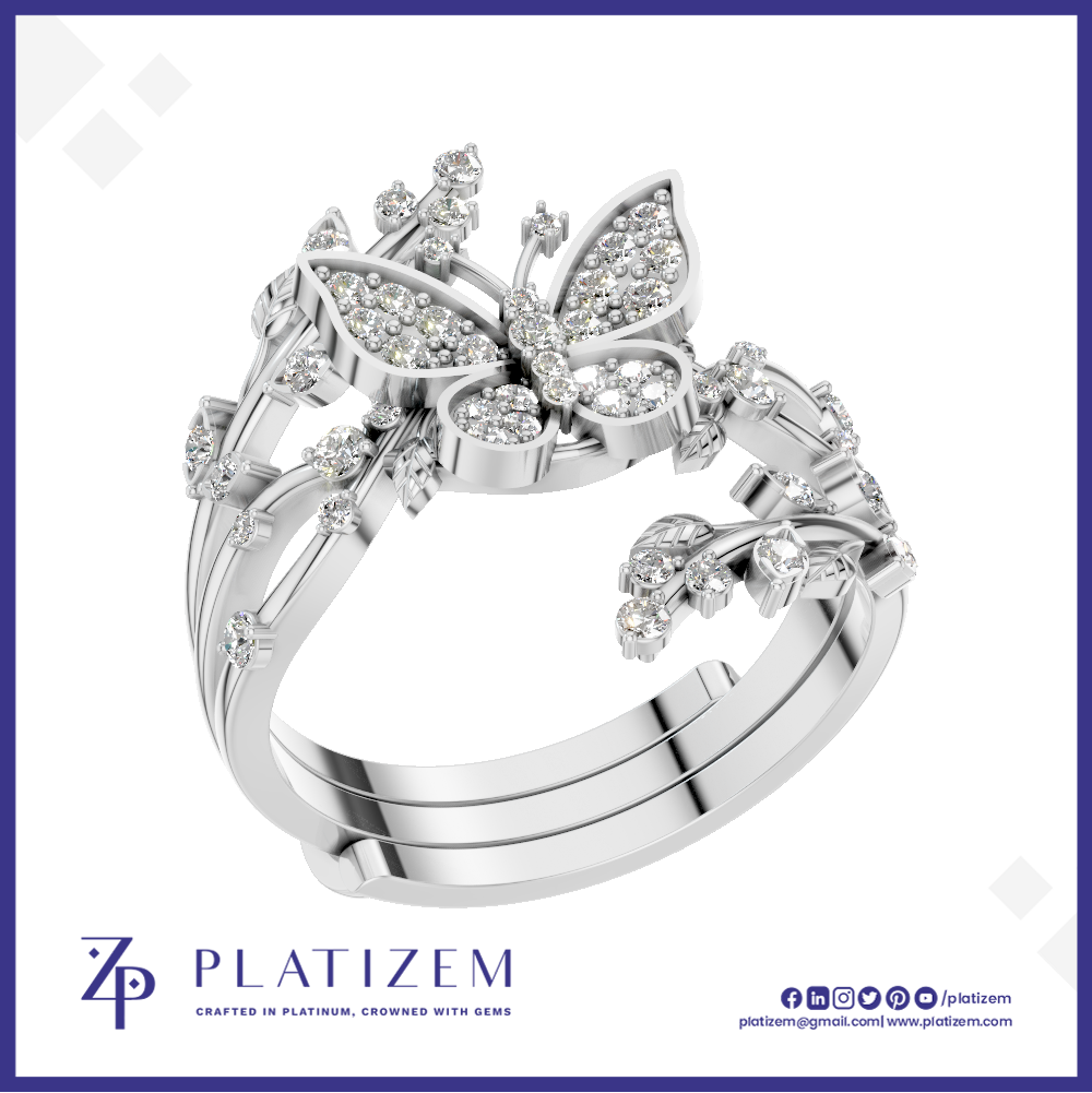 Butterfly and Vine Diamond Ring for Women