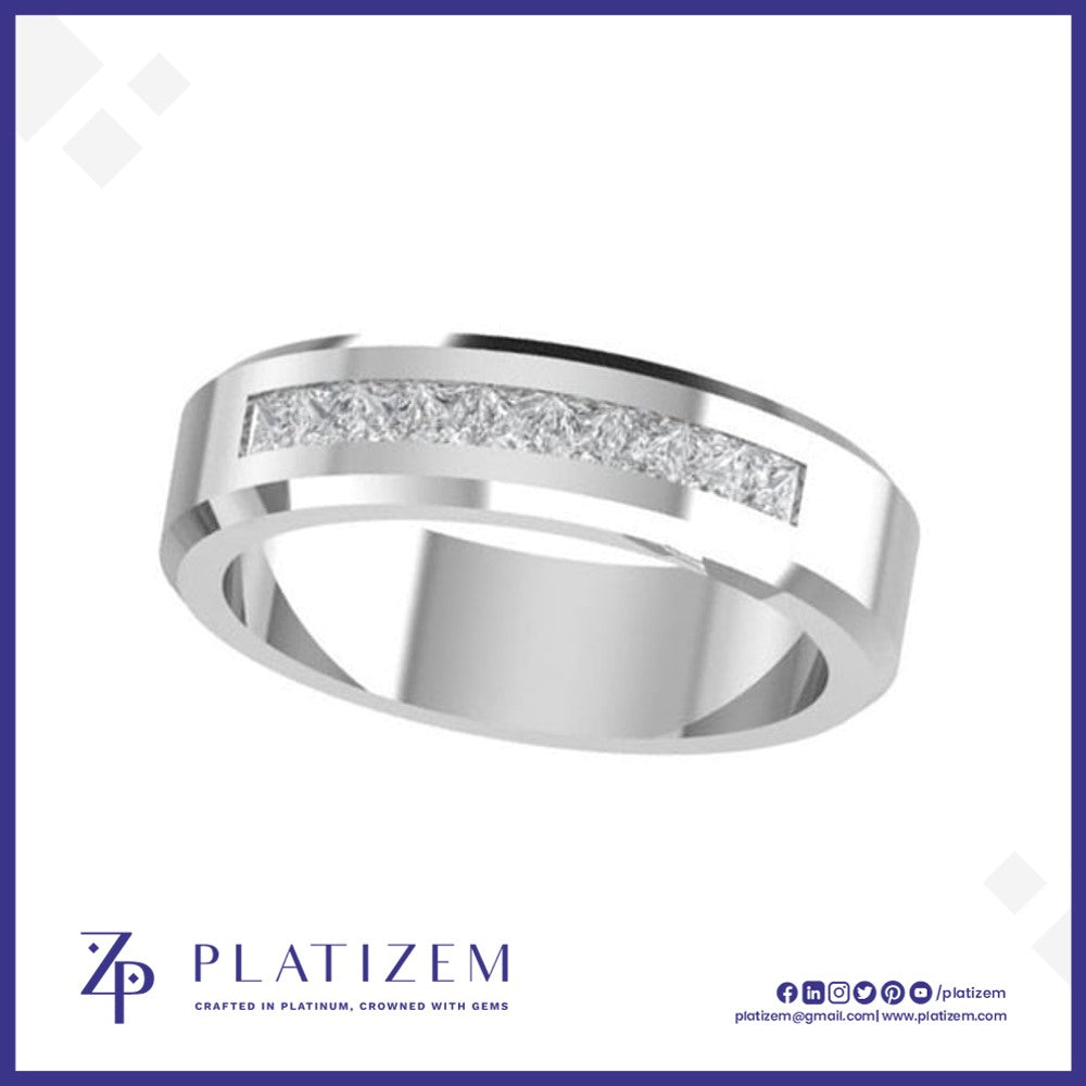 Channel Set Princess Cut Diamond Band Men