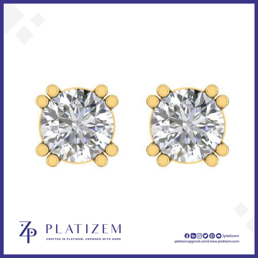 Round Diamond Eight Prong Stud Earrings for Women