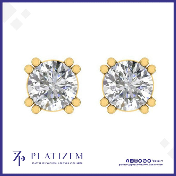 Round Diamond Eight Prong Stud Earrings for Women