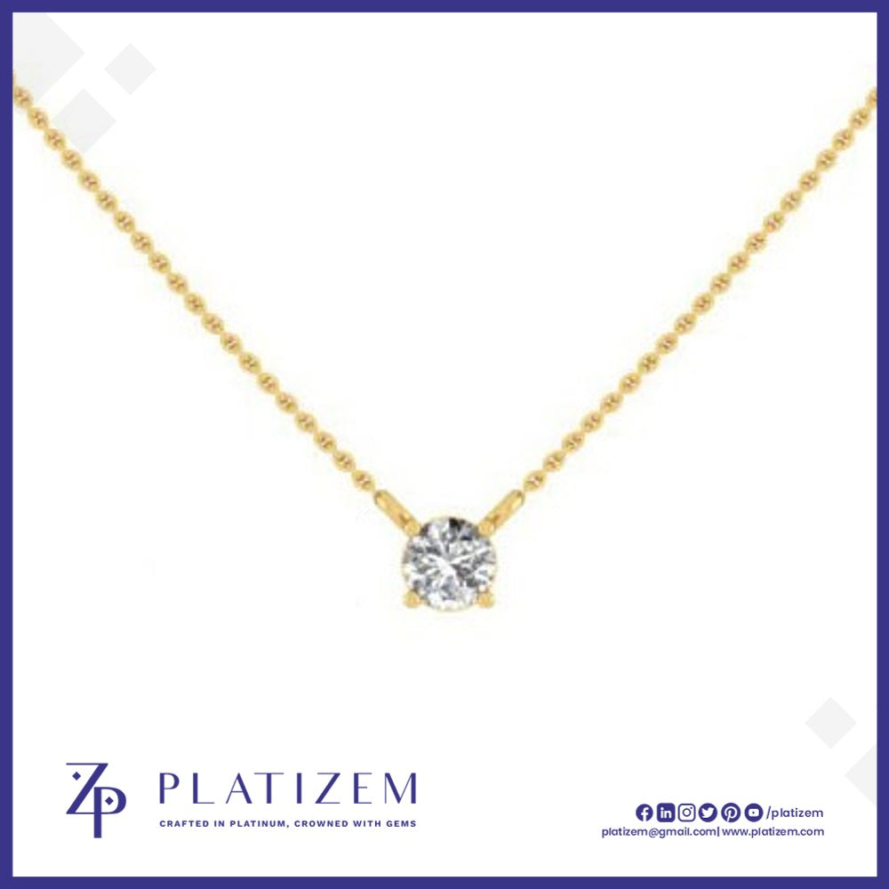 Round Diamond Solitaire Pendant Necklace for Women