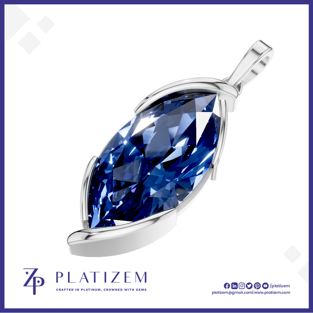 Marquise London Blue Topaz Pendant with East West Bezel Setting