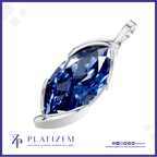 Marquise London Blue Topaz Pendant with East West Bezel Setting