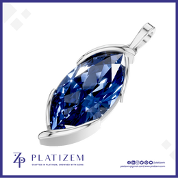 Marquise London Blue Topaz Pendant with East West Bezel Setting