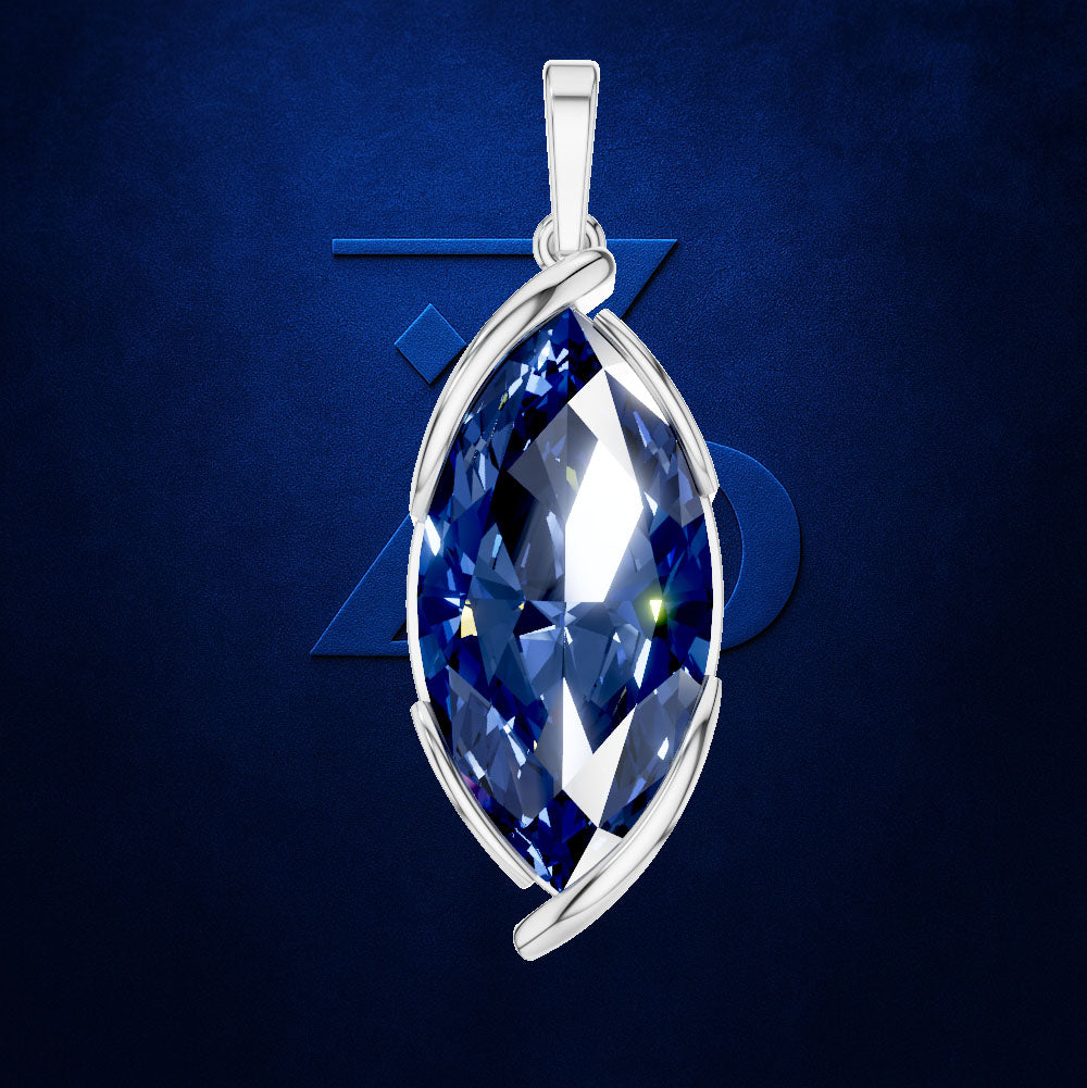 Marquise London Blue Topaz Pendant with East West Bezel Setting