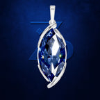 Marquise London Blue Topaz Pendant with East West Bezel Setting